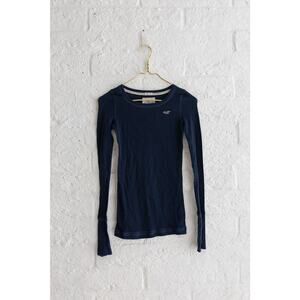 Y2K Hollister Navy Blue Long Sleeve Top Size Small